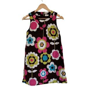 Mini Boden Kids Mod Floral Corduroy‎ Shift Dress Size 11/12 Multi Color Fun